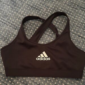 Adidas Women's Dark Gray Sports Bra with Logo